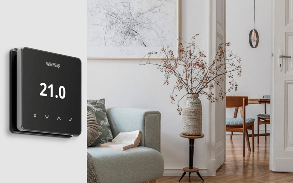 Warmup Wohnzimmer mit Element Smart WLAN Thermostat Fußbodenheizung