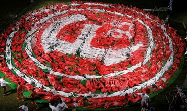 Wetten dass Fortuna Düsseldorf Logo mit Bodypainting